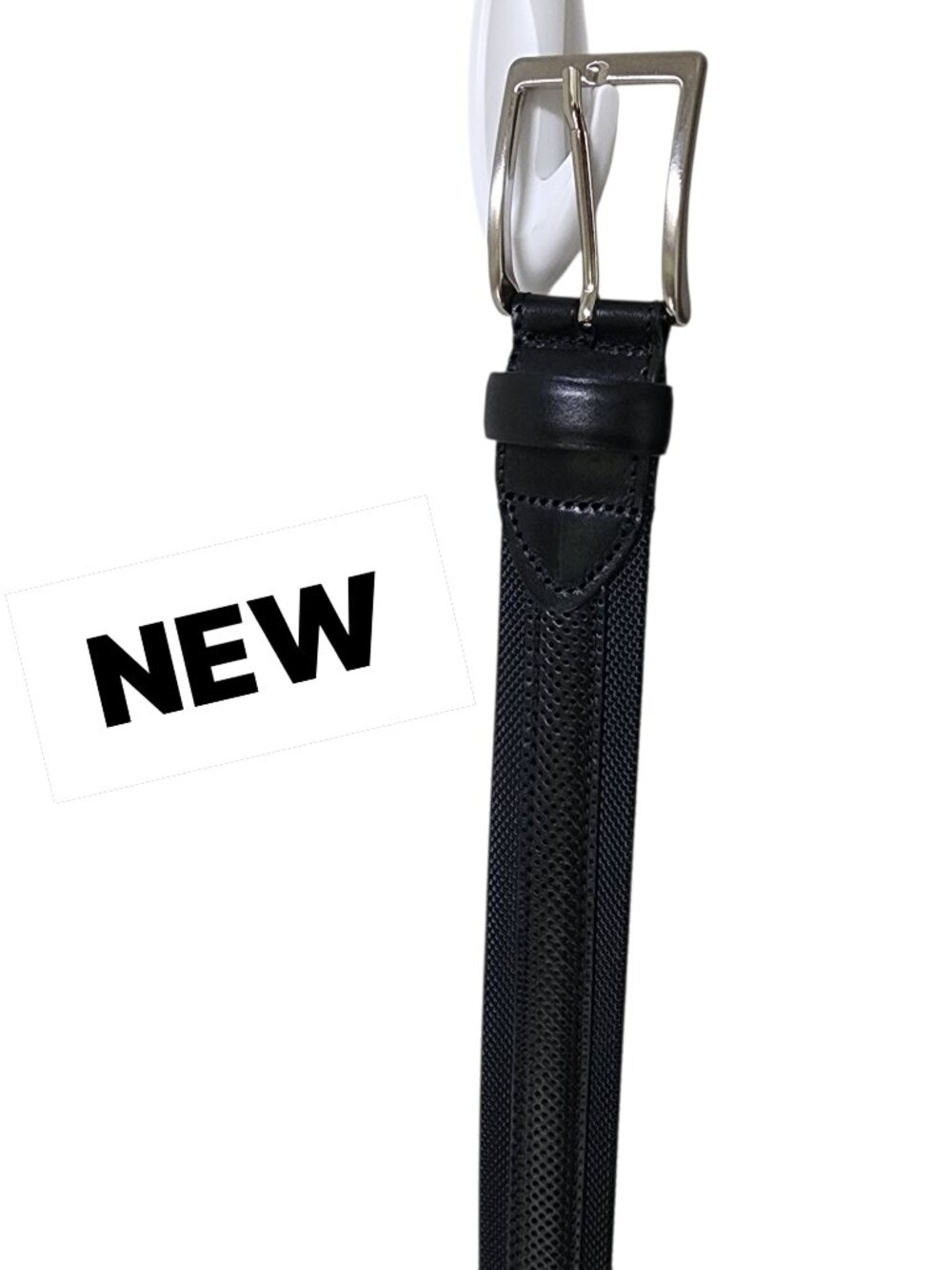 Black 34 Belt Mens New Leather Handcrafted Italy Jos A Bank Silver Tone Buckle